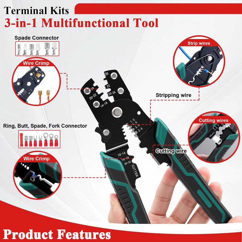 Tnisesm 1100pcs Wire Connectors - Insulated Electrical Wire Terminals with