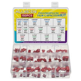 ALLECIN 150PCS Metallized Polypropylene Polyester Film Capacitors Kit 0.001uF 0.0022uF 0.0033uF 0.0047uF 0.068uF 630V and 0.01uF 0.1uF 0.022uF 0.22uF 0.033uF 0.33uF 0.047uF 0.47uF 0.15uF 0.56uF 400V