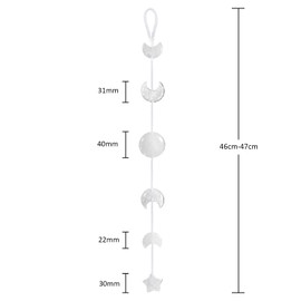 SUNYIK Natural Moon & Star Crystal Stone Hanging Decoration, Crescent Moon Star Car Window Wall Fengshui Ornament for Home Office Decoration, Rock Quartz Crystal