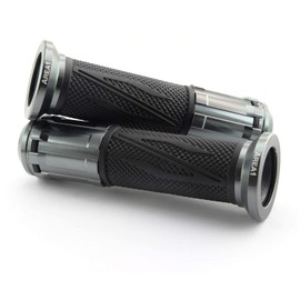 Area1 Universal Motorcycle Scooter Handlebar Grips Grip Rubbers Pack of 2 1 x 22 mm + 1 x 24-25 mm (7/8 / 1 Inch) (Gun) (Grey) Compatible with KSR