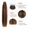 YILITE Extensiones Cabello Natural 14in Balayage Balayage Marr 40gr