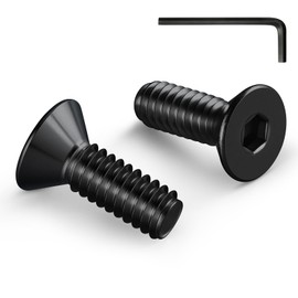 Wavanta 10Pcs M8 Bolts, M8 X 25mm Black Countersunk Bolts Screws, Flat Head Hex Socket Cap Screws, 304 Stainless Steel, Full Thread, with Hex Spanner