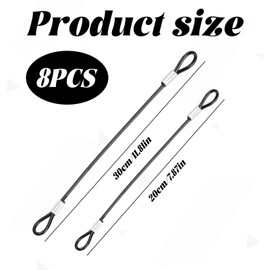 Safety Cable Lock,4PCS 8"" & 4PCS 12"" Black Stainless Steel Security Wire Rope with Double Loop for Stage Lighting Luggage Lock