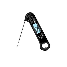 Efeng Meat Cooking Thermometer,Ultra Fast Food Thermometer with High Accuracy, Waterproof,Rotating LCD for Grill, BBQ, Smoker (Black)
