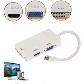 3 in 1 Mini DP to HDMI, DVI, VGA 4K Mini Displayport Converter, Thunderbolt 2 to VGA HDMI DVI (Male to Female) for MacBook, PC, Projector, Surface Pro