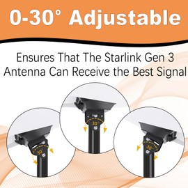 Adjustable Starlink Pipe Adapter - Gen 3 Mount Kit, Roof & Pole Mount Adapter