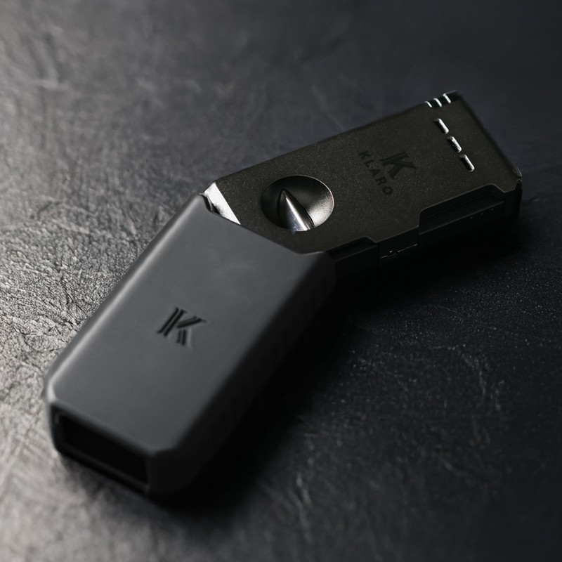 KLARO Double Torch Lighter and V-Cut Cutter, Spring-Loaded V-Cut, Swivel