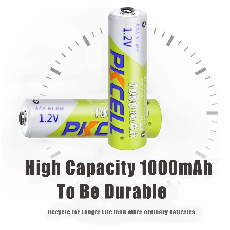 PKCELL 2PCS AAA Rechargeable Batteries 1000mAh 1.2V Battery For Garden