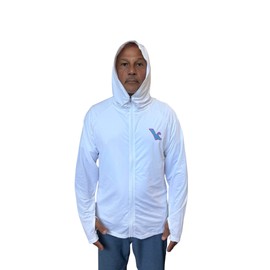 KiteKulture Logo Jacket White Zippered with Hood UV Protection for Kitesurfing Kiteboarding Surfing Paddle Boarding Foiling (2 XL), XX-Large