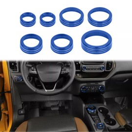 AuTK for Bronco Sport Trim Rings, AC Headlight Tune Gear Switch Knob Cover for Ford Bronco Sport 2021 Up Blue Accessories 7pcs(Only for Sport)