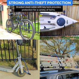 DocksLocks Weatherproof Security Cable Lock with Keys (5ft to 25ft Lengths) Anti-Theft for Kayak, Bike, Paddleboard, Scooter, Equipment, Bicycle 25ft