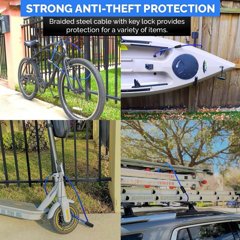DocksLocks Weatherproof Security Cable Lock with Keys (5ft to 25ft