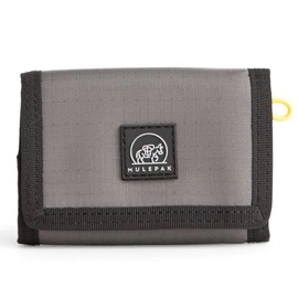 MULEPAK Ultra Slim Nylon Mens Wallet – Durable Trifold Wallets for Men with Money Compartments, ID Window and Card Holder - Premium Wallet for Protection - Travel Safe Men's Wallet, Grey