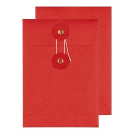 Blake Senses - Red String and Washer Envelopes C6 (162 x 114mm) - Pack of 100 Qty - Premium Quality 180 GSM - Document Mailer - Red Envelopes with String - Office & Business Supplies (SW922)