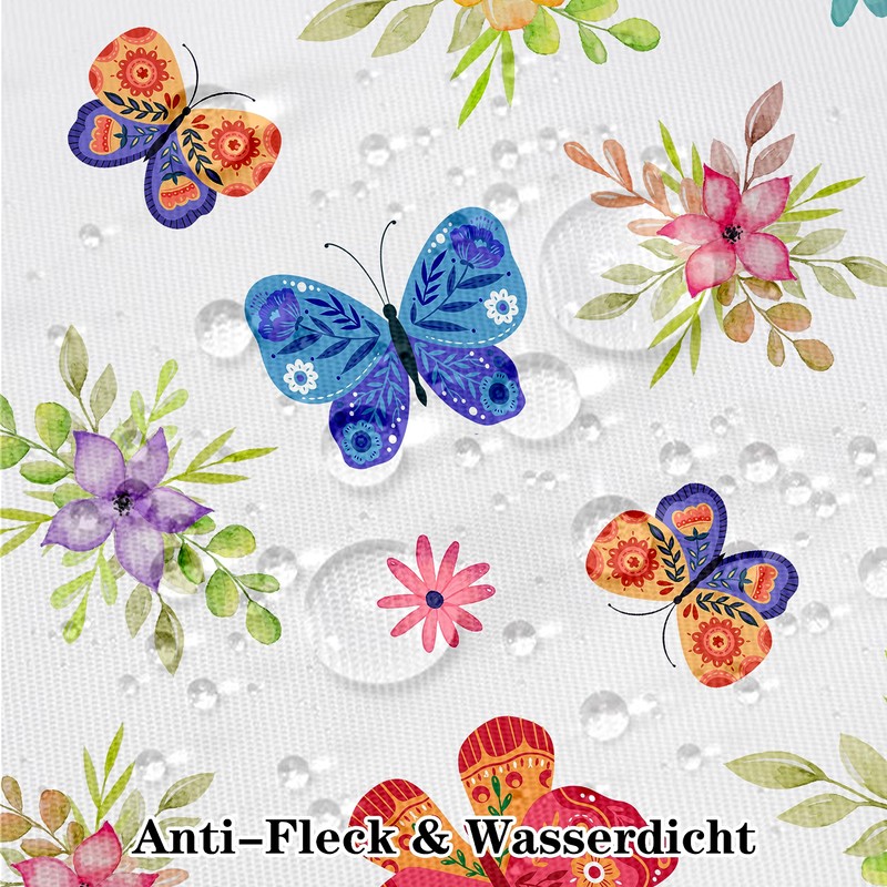 iEvery Tablecloth Spring Washable, Floral Butterfly Garden Tablecloth Rectangular Weatherproof