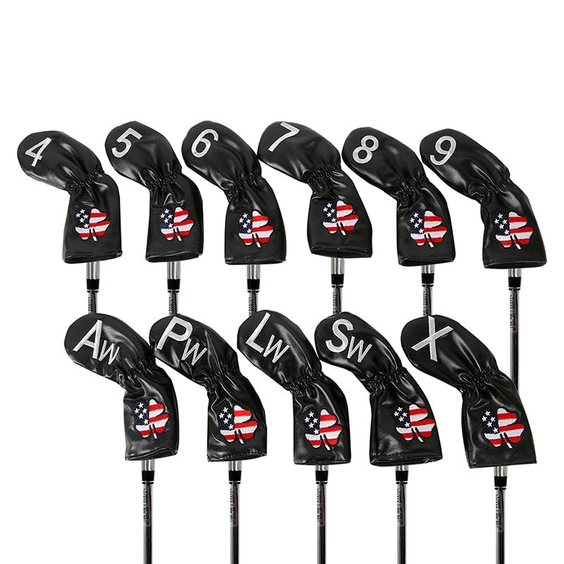 Leather Golf Club Iron Head Covers 11 Piece Set USA