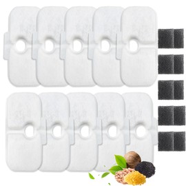 10-Pack Cat Fountain Filters Replacement for PETLIBRO Dockstream 2.5L/84oz | PLWF005 PLWF105 PLWF115 PLWF305 | Triple Filtration，Reduces Hair & Odor Effectively, 10 Pre-Filter Sponges, BPA-Free