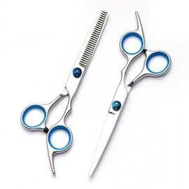 Professional Home Haircutting Scissors Set: Thinning, Straight, and Barber Shears Straight Shears/Y1 Luxury White Snail Flat Scissors 4ea