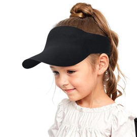 Zando Toddler Visor Hat UPF 50+ Adjustable Baby Sun Hat Golf Hat Lightweight Tennis Sports Hat Black Visors Toddler Summer Beach Cap for Little Boys Girls 2-5T