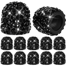 WSSROGY 10 Pack Bling Car Tire Valve Stem Cap Cover Universal for Car Truck Bike Motorcycle (Black)