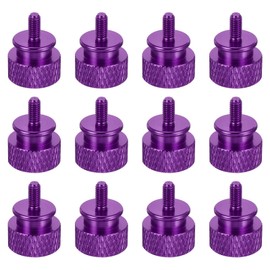 sourcing map 12pcs M3x6mm Knurled Thumb Screw Computer Case Threaded Hand Tighten Screws Aluminum Alloy for PC Case, Purple