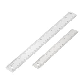 PATIKIL 8, 12 Inch Stainless Steel Straight Edge Ruler, 2 Pcs Cork Backing Non-Slip Metal Ruler with Inches Centimeter Metric Measuring Tools for Office