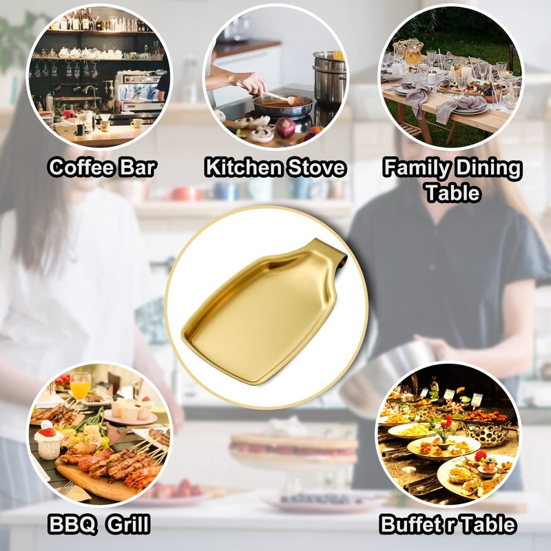 BETTWILL Gold Spoon Rest For Stove up, Stainless Steel Spoon