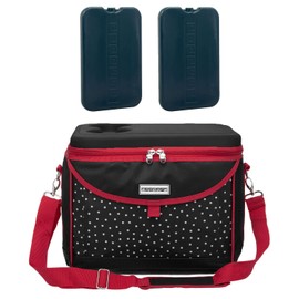 anndora SNÖVIT TW-1885-230 Picnic Cooler Bag 22 Litres Black with White Dots with Integrated Cup Holder Includes 2 anndora Ice Packs