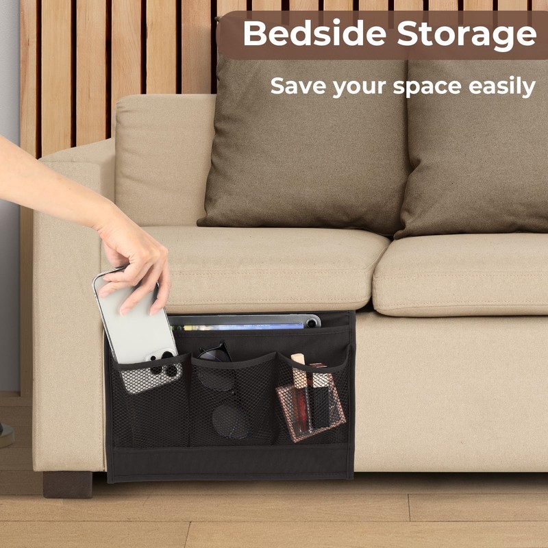 Andibro Bedside Storage Organizer with 4 Pockets, Oxford Cloth Bedside