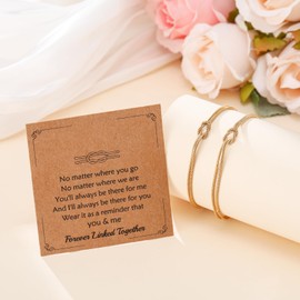 Knot Matching Bracelets for Couples Mother/Father Daughter Bracelets Dainty Forever Infinity Matching Bracelets for bf and gf (You & Me(2PCS Gold))