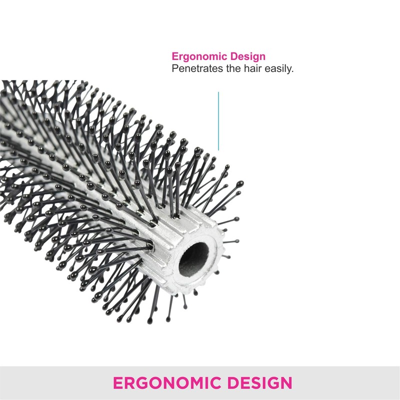 Vega Round Brush with Black Colored Handle and Silver Colored