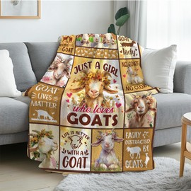 REETOOK Just A Girl Who Loves Goats Blanket for Women, Blanket for Goat Lovers, Birthday Gifts for Friends, Goat Gifts for Girls, Soft Flannel Warm Throw Blanket 50x60