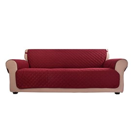 U-NICE HOME Reversible Sofa Cover, Water Resistant Sofa Slipcover Furniture Protector for 3 Cushion Couch (Sofa, Burgundy)