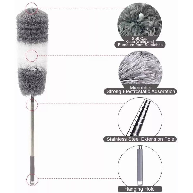 Tafuco Plumero De Microfibra Retráctil Para Techos Limpieza Polvo