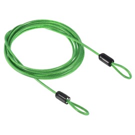 PATIKIL Security Steel Cable 2.5mm x 2m/6.56ft Coated Luggage Lock Wire Rope with Double Loop Green