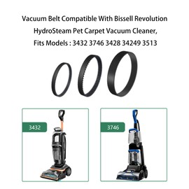 Ymimi Replacement Belt Compatible with Bissell 3432 3746 3428 34249 3513 Revolution HydroSteam Pet Carpet Vacuum Cleaner (Pack of 3)