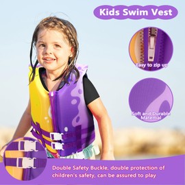 Chriffer Toddler Swim Vest Jacket for Boys Girls 20-70 Pounds/2-10 Years, Kids Swim Vest with Adjustable Safety Strap for Pool Beach for Learning Swimming