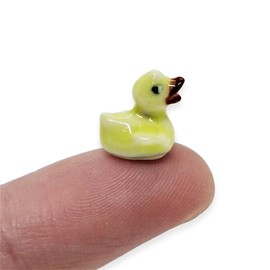 WitnyStore Tiny ⅜ Inch Yellow Chirping Chick Chicken Hen Rooster Figurine - Miniature Hand Made Ceramic Poultry Birds Domestic Fowls Farm Animals Porcelain Decorative Collectible Figures Décor Gifts