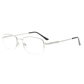 Eyekepper Bendable Titanium Memory Reading Glasses Men Women Half-Rim Readers (Silver,+1.25)