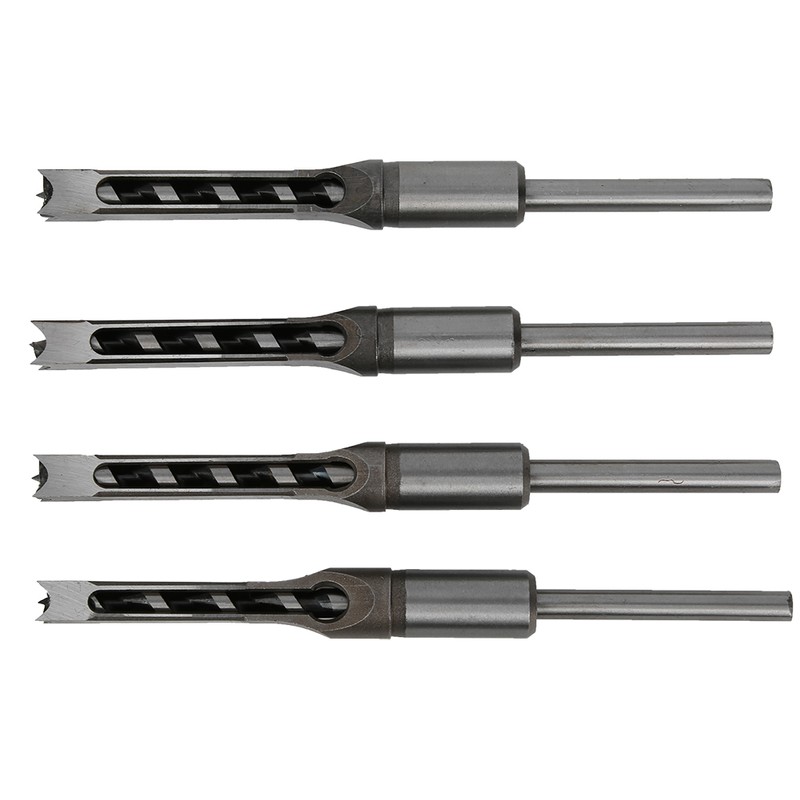4Pcs Square Hole Drill Bits Woodworking Bearing Steel Wood Drilling