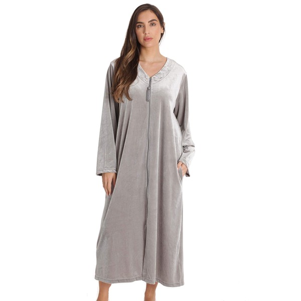 Just Love Plush Zipper Lounger Robe 6795-GRY-2X