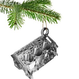 V6 Engine Block Christmas Tree Bauble Decoration Ornament For Christmas Xmas Noel (Silver)