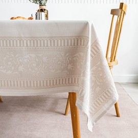 GOLD SAIL Taupe Table Cloth Rectangle Table-Farmhouse Kitchen & Table linens for Dining Table-Spring/Summer Cloth Tablecloths Rectangular-Outdoor Waterproof Table Cover(60x84Inch-Light Taupe)