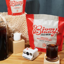 Bizzy Bizzy Organic Cold Brew Coffee | Smooth & Sweet Blend | Coarse Ground Coffee | Medium Roast | Micro Sifted | Specialty Grade | 100% Arabica | Brew Bags | 12 Count | Makes 42 Cups