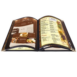 20 Pack of WeChef Food Menu Cover 5 Page 10 View Fold Stitch Trim Fit 8.5X14 Paper Transparent Cafe Bar Restaurant Black