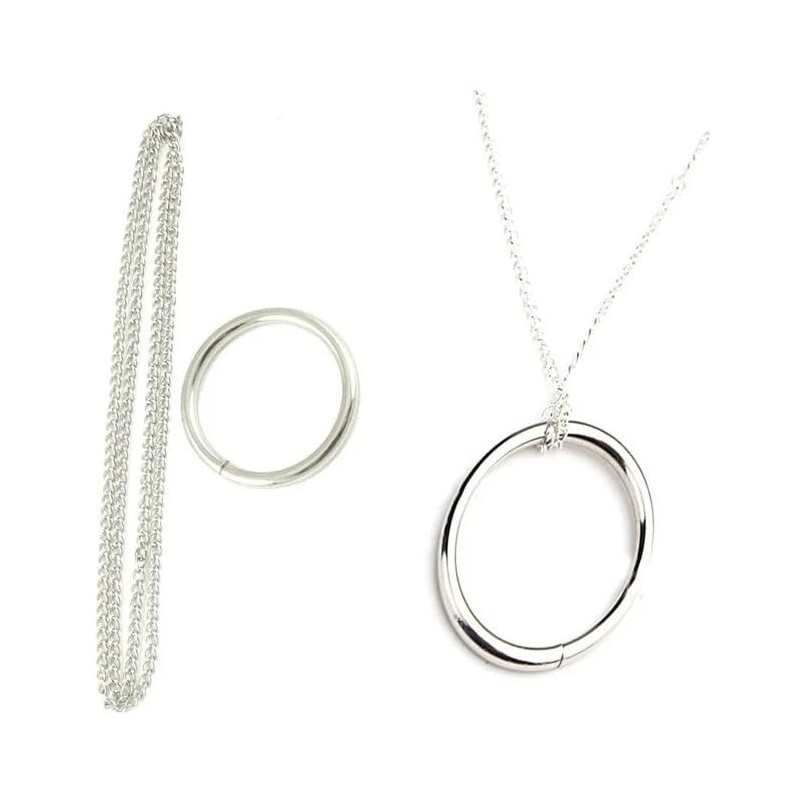1Pc Silver Ring and Chain (Large Ring) Magic Tricks Metal