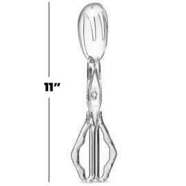 Pack of 1 11-Inch Clear Plastic Scissor Salad Tongs, Premium, Heavy-Duty, Reusable Serving Utensils for Catering, Cooking, Buffets, Party Supplies, and Weddings - Dishwasher Safe