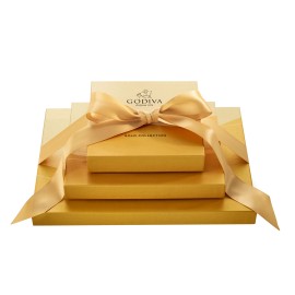 Godiva Premium Chocolate Assortment, 3 Tier Gold Ballotin Tower, 63 Pieces Total