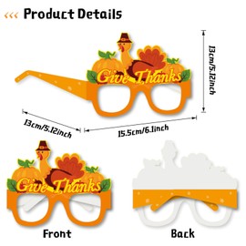 16 pcs Fall Thanksgiving Photo Props-Funny Pumpkin,Turkey,Maple Leaf Shaped Paper Glasses for Photography Decoration Fall Harvest Party Decorations Thanksgiving Day Accessories Party Supplies