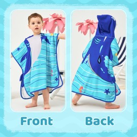 LOLANTA Boys Shark Beach Towel, Kids Hooded Poncho Towel, Swimming Bath Towels for Boys Girls(2-4 Years, Shark)
